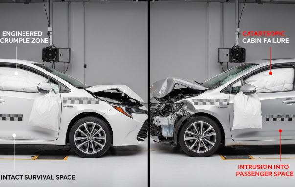 مقایسه تست تصادف و استحکام بدنه خودرو وارداتی با ۵ ستاره ایمنی در مقابل خودروهای فاقد استاندارد جهانی.