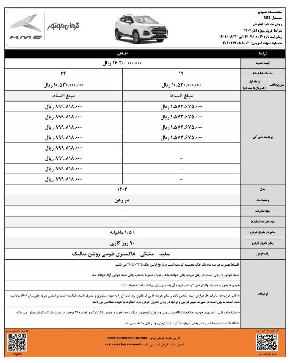 نمای جلوی KMC SR3 با طراحی اسپرت، قابل خرید با اقساط ۱۲ و ۲۴ ماهه