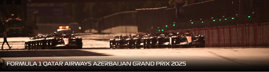 تصویر برنامه زمان‌بندی گرندپری آذربایجان ۲۰۲۵ فرمول یک در پیست شهری باکو شامل تمرین‌ها، تعیین خط و مسابقه اصلی به وقت ایران و آذربایجان؛ همراه با تحلیل فنی مسیر مسابقه و مشخصات پیست باکو ، Schedule overview of the Formula 1 Azerbaijan Grand Prix 2025 at Baku City Circuit, showing FP1, FP2, Qualifying, and Race timings in both Azerbaijan and Iran time zones, including technical circuit analysis and race specifications