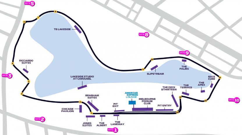 نقشه پیست آلبرت پارک (Albert Park Circuit) استرالیا